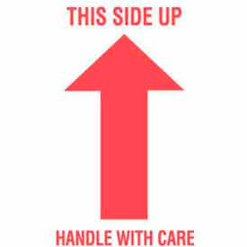 Paper Labels with "This Side Up Handle with Care" Print, 5"L x 3"W, White & Red, Roll of 500