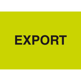 Shipping Labels w/ "Export " Print, 5"L x 3"W, Fluorescent Green, Roll of 500