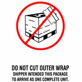 Paper Labels w/ "Do Not Cut Outer Wrap" Print, 6"L x 4"W, White/Red/Black, Roll of 500