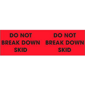 Paper Labels w/ "Do Not Break Down Skid" Print, 3"L x 10"W, Fluorescent Red, Roll of 500