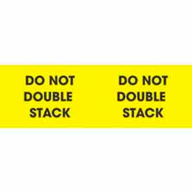 Paper Labels w/ "Do Not Double Stack" Print, 3"L x 10"W, Bright Yellow & Black, Roll of 500