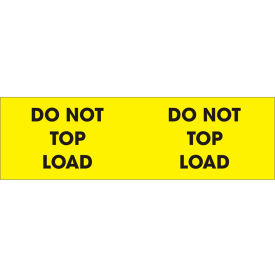 Paper Labels w/ "Don't Top Load" Print, 3"L x 10"W, Bright Yellow & Black, Roll of 500