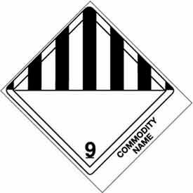 Class 9 Substance Solid NOS UN3077 Labels, 4-3/4"L x 4"W, White & Black, Roll of 500
