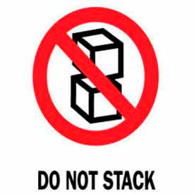 Paper Labels w/ "Do Not Stack" Print, 6"L x 4"W, White/Red/Black, Roll of 500