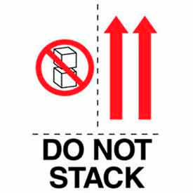Paper Labels w/ "Do Not Stack w/ Arrows" Print, 6"L x 4"W, White/Red/Black, Roll of 500