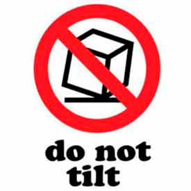 Paper Labels w/ "Do Not Tilt" Print, 4"L x 3"W, White/Red/Black, Roll of 500