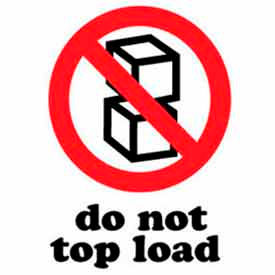 Paper Labels w/ "Do Not Top Load" Print, 6"L x 4"W, White/Red/Black, Roll of 500