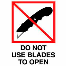 Paper Labels w/ "Do Not Use Blades" Print, 6"L x 4"W, White/Red/Black, Pack of 500
