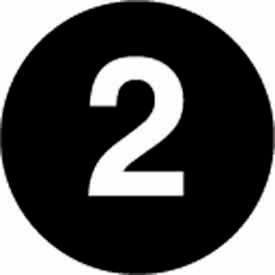 2" Dia. Round Paper Labels w/ "2" Print, Black & White, Roll of 500