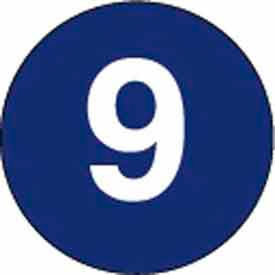 2" Dia. Round Paper Labels w/ "9" Print, Light Blue & White