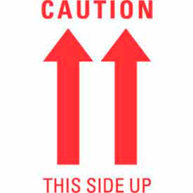 Paper Labels w/ "Caution This Side Up" w/ Double Arrow Print, 5"L x 3"W, White/Red, Roll of 500
