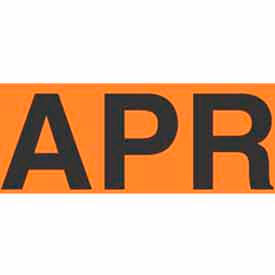 Paper Labels w/ "Apr" Print, 3"L x 2"W, Fluorescent Orange & Black, Roll of 500