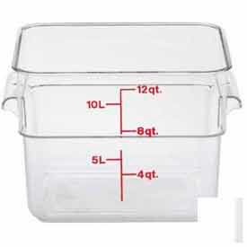 Square Food Container W/ Red Gradation, 7-1/4"L x 7-1/4"W x 3-7/8"H, Clear