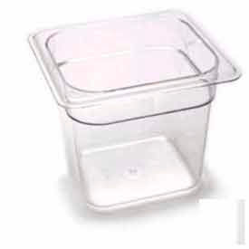 Food Pan, Plastic, 1/6 Size, 6" Deep, Polycarbonate, Clear, NSF