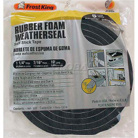 Sponge Rubber Foam Tape, 1-1/4" W X 7/16" D X 10' L, Black