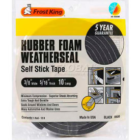 Sponge Rubber Foam Tape, 3/8" W X 5/16" D X 10' L, Black