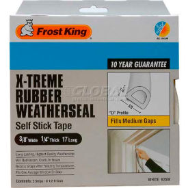 Rubber Weatherstrip Tape, 3/8" W X 1/4" D X 17' L, White