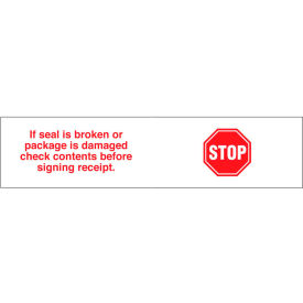 Printed Tape "Stop If Seal Is Broken" 2"W x 110 Yds. 1.84 Mil White/Red
