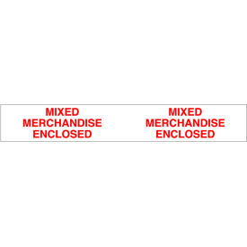Printed Tape "Mixed Merchandise Enclosed" 2"W x 110 Yds. 1.83 Mil White/Red