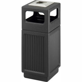 Trash Can & Ash Urn, Recessed Panels, 15 Gallon, Black