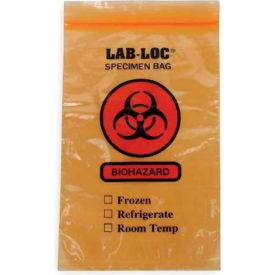 Reclosable 3-Wall Specimen Transfer Bag (Biohazard), 6" x 9", Orange Tint, Pkg Qty 1000