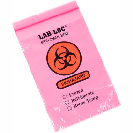 Reclosable 3-Wall Specimen Transfer Bag (Biohazard), 6" x 9", Red Tint, Pkg Qty 1000
