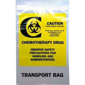 Reclosable Chemo Transfer Bags, 6"W x 9"L, 2 Mil, Yellow, 1000/Pack