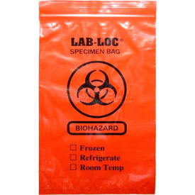 Reclosable 3-Wall Specimen Transfer Bag (Biohazard), 6" x 9", Red Opaque, Pkg Qty 1000
