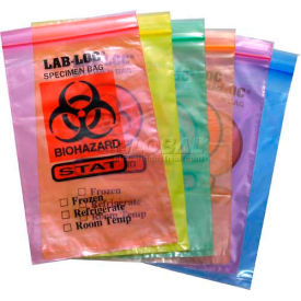 Reclosable 2-Wall Specimen Transfer Bag (Biohazard), 12" x 15", Pink Tint, Pkg Qty 1000