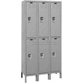 Ready-Built 2-Tier 6 Door Locker, 36"W x 12"D x 78"H, Dark Gray, Assembled