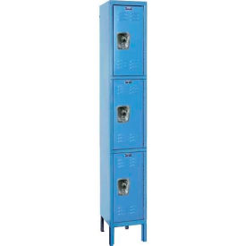 Ready-Built 3-Tier 3 Door Locker, 12"W x 18"D x 78"H, Blue, Assembled