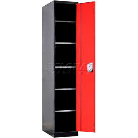 Fort Knox 1-Tier 1 Door Locker, 24"W x 24"D x 78"H, Black/Red, All-Welded