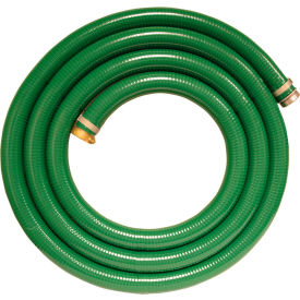 2" x 20' Green PVC Water Suction Hose Assembly with M x F Aluminum Short Shank Fittings