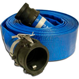 1-1/2" x 50' PVC Lay Flat Discharge Hose Coupled with C x E Poly Cam & Groove Fittings