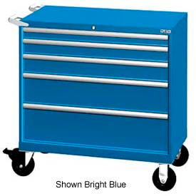 40-1/4"W Mobile Cabinet, 5 Drawers, 63 Compart - Bright Blue, Keyed Alike