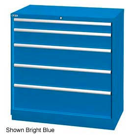 40-1/4"W Drawer Cabinet, 5 Drawer, 51 Compart - Bright Blue, Keyed Alike