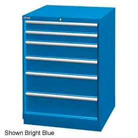 Lista 28-1/4"W Drawer Cabinet, 6 Drawer, 74 Compart - Classic Blue, Individual Lock