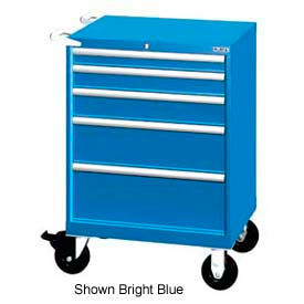 Lista 28-1/4"W Mobile Cabinet, 5 Drawers, 44 Compart - Bright Blue, Master Keyed