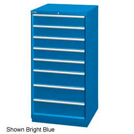 28-1/4"W Cabinet, 8 Drawer, 95 Compart - Bright Blue, Keyed Alike