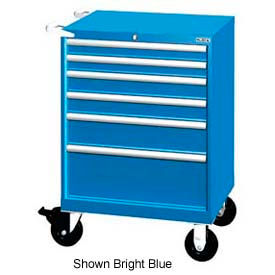 Lista 28-1/4"W Mobile Cabinet, 6 Drawers, 58 Compart - Bright Blue, Master Keyed