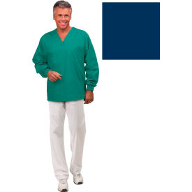 Unisex Long Sleeve Scrub Shirt, Non-Reversible, Navy, M