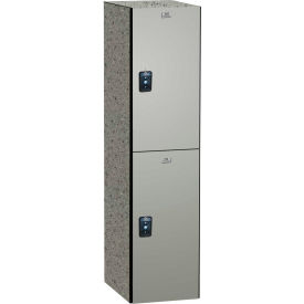 Traditional 2-Tier 2 Door Phenolic Locker, 12"W x 18"D x 72"H, Silver Gray, Assembled