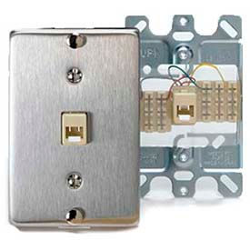 Telephone Wall Jack, 6p4c, Quick Connect, Stainless Steel