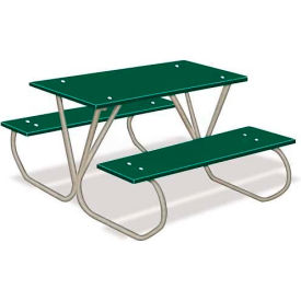 3' Preschool Polyethylene Picnic Table w/ Galvanized Frame, Green