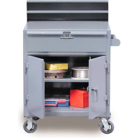 Mobile Cabinet Shop Desk, Drawer, Pigeonhole Riser, 36"W x 28"D, Gray