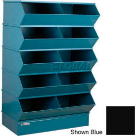Steel Stack Bin, 10 Compartment Steel Sectional Unit, 37"W x 24"D x 55"H, Black
