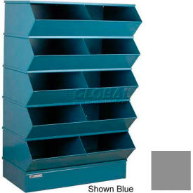 Steel Hopper Stack Bin, 10 Compartment Steel Sectional Unit, 37"W x 24"D x 55"H, Gray