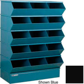 Steel Hopper Stack Bin, 15 Compartment Sectional Unit, 37"W x 20"D x 53-1/2"H, Black