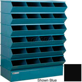 Steel Hopper Stack Bin, 24 Compartment Sectional Unit, 37"W x 15"D x 51"H, Black