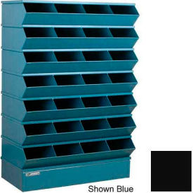 Steel Hopper Stack Bin, 32 Compartment Sectional Unit, 37"W x 15"D x 58-1/2"H, Black